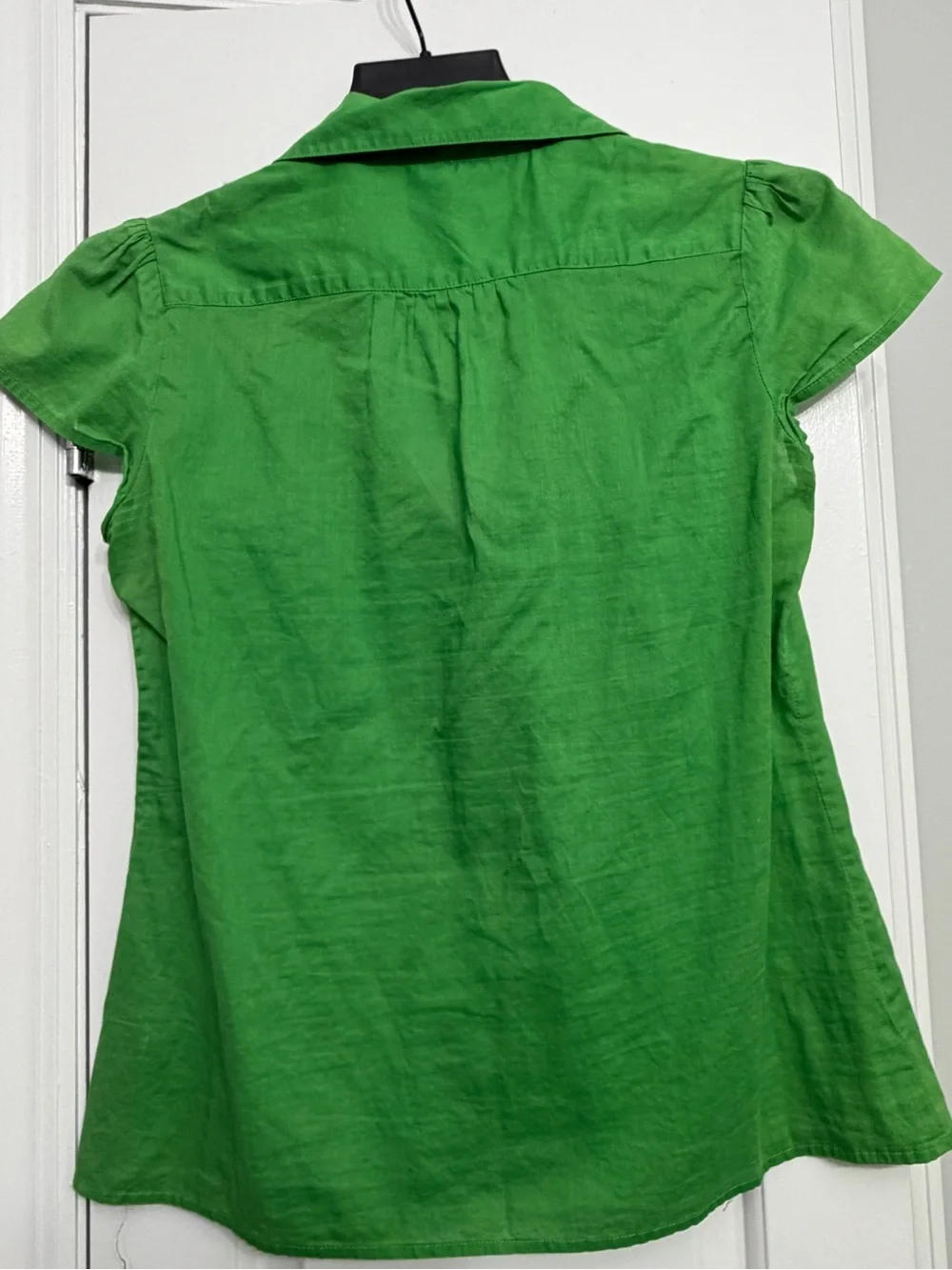 Banana Republic Bright Green Short-Sleeve Peasant Blouse